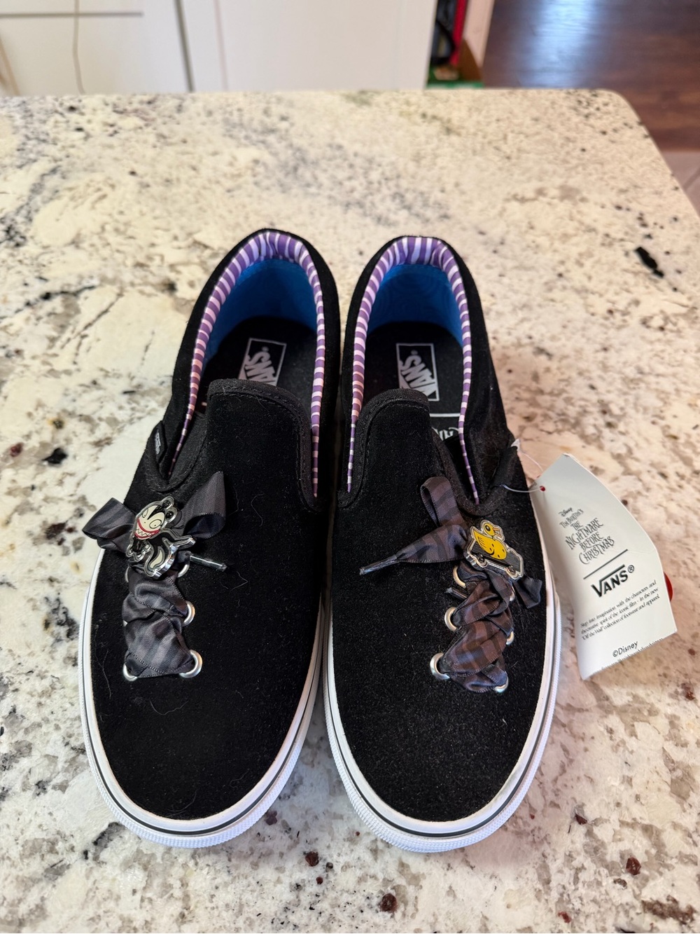 Vans Nightmare before Christmas Black Slip-On Sneakers with Decorative Laces